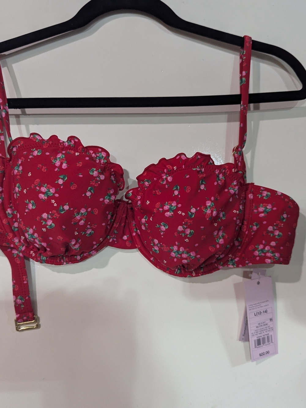 Target Red Floral Scallop Underwire Swim Bra